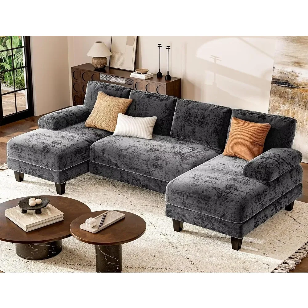 U Shaped Sectional Couches for Living Room, 111 Inch Modular Sofa with Double Chaise, Large Lounge Couch for Apartment,