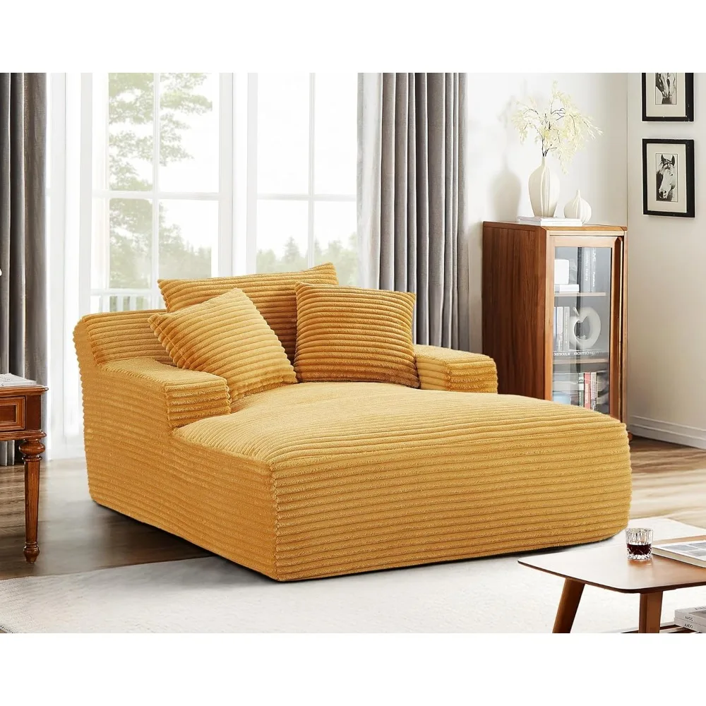 Oversized Chaise Lounge Chair in Soft Modern Comfy Couch with Full Foam Cushioning, Cozy Sleeper Sofabed for Living Room