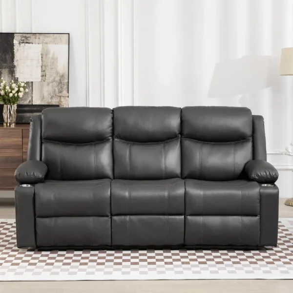 Manual Recliner Sofa - 3 seat recliner sofa with heating and massage function, living room wall sofa
