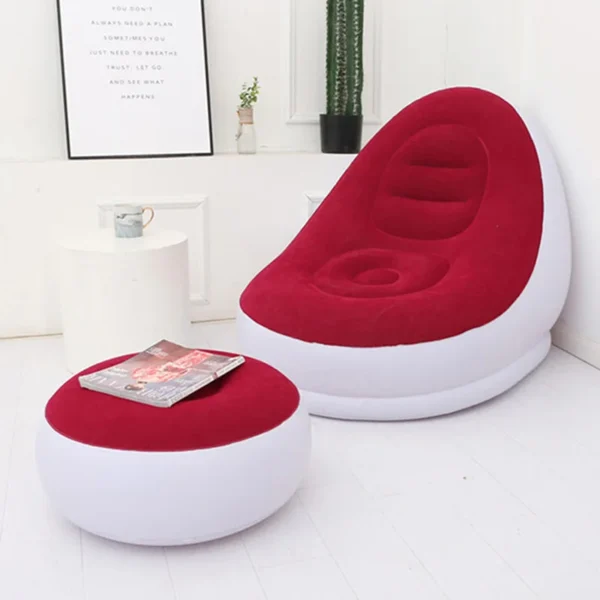 Inflatable Lazy Sofa Chair PVC Flocking Foldable Sofa With Slip-on Lunch Lounge Chair Set - Image 4