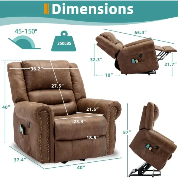 Large Power Lift Electric Recliner Chair for Elderly with Massage and Heat,Overstuffed Recliner, Heavy Duty Sofa for Living Room - Image 2