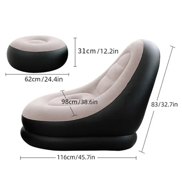 Inflatable Lazy Sofa Chair PVC Flocking Foldable Sofa With Slip-on Lunch Lounge Chair Set - Image 5