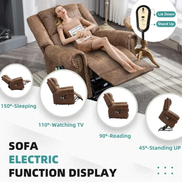 Large Power Lift Electric Recliner Chair for Elderly with Massage and Heat,Overstuffed Recliner, Heavy Duty Sofa for Living Room - Image 6