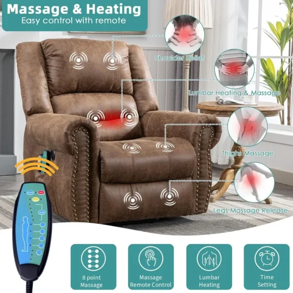 Large Power Lift Electric Recliner Chair for Elderly with Massage and Heat,Overstuffed Recliner, Heavy Duty Sofa for Living Room - Image 3