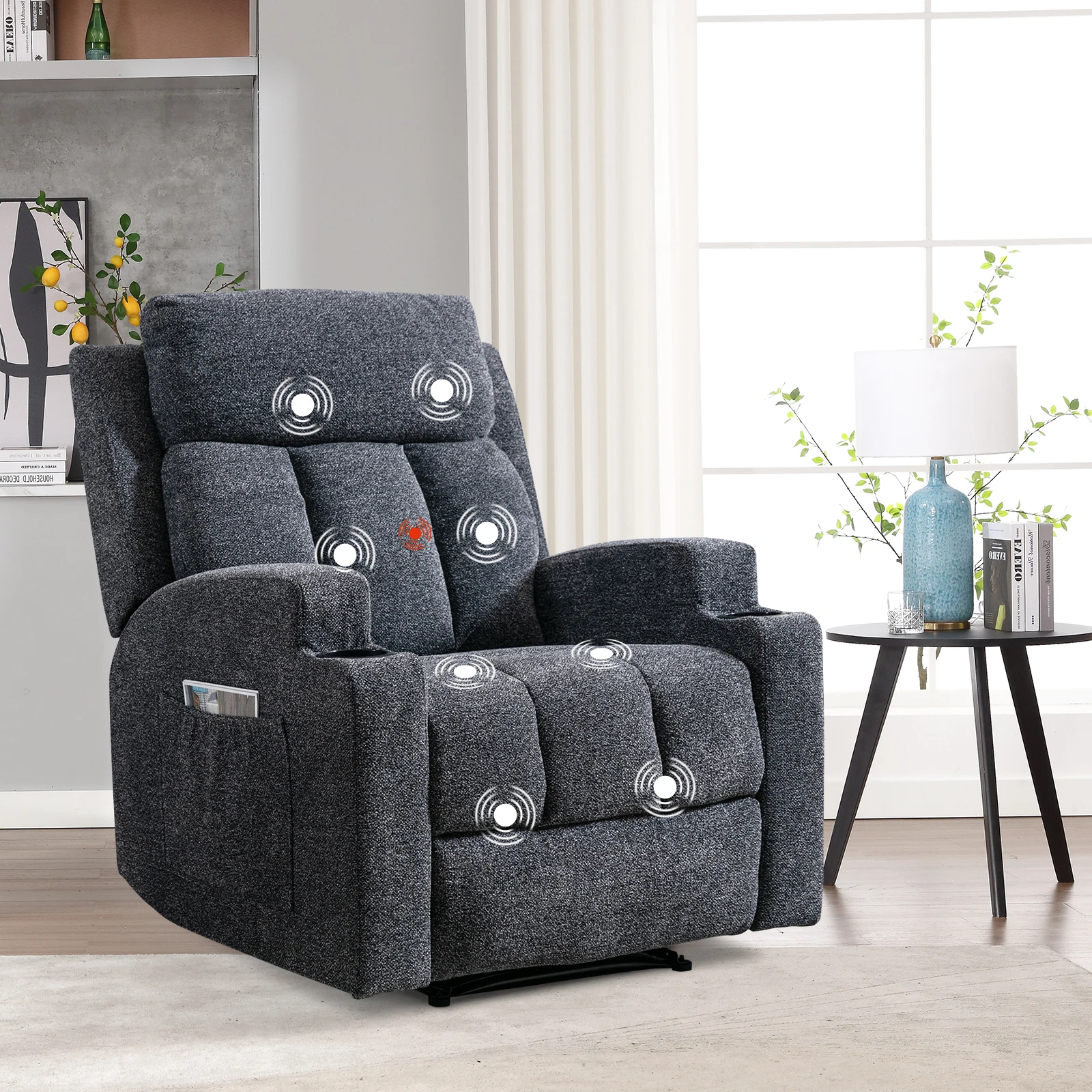 Single Manual Massage Sofa With Remote Control Leisure Living Room Bedroom Recliner