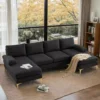 110" U Shaped Sectional Couch with 51"D Double Chaise for Living Room, Seat Sectional Sofa Set w/5.9" Thickness Seating Padding
