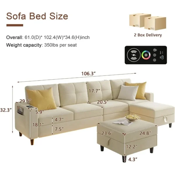 LED Sectional Couches for Living Room, Modular Sectional Sofa Set , Oversized U Shaped Sofa Couch with Auto Sensor RGB Lights - Image 2