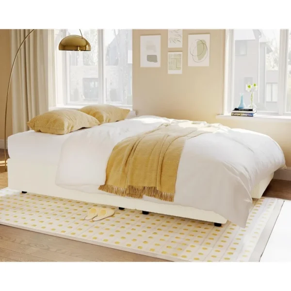 Sofa Bed -2-in-1 Pull-out Sofa Bed with Storage Lounge Chair, Suitable for Living Room, White Sofa - Image 3
