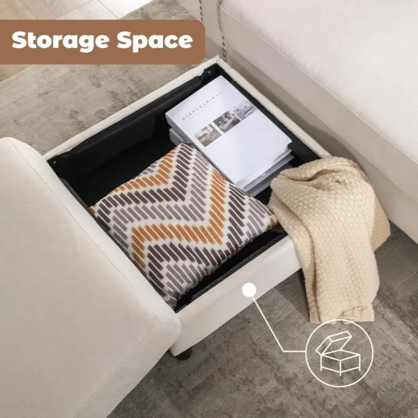 Couches for Living Room, L-Shaped Couch 3 Seats Sofas with Storage Chaise & 2 Cup Holders, Small Sofa for - Image 4