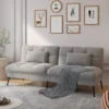 Convertible Futon Sofa Bed, 68″Fabric Futon Couch with Adjustable Backrest, Folding Futon Sleeper Recliner